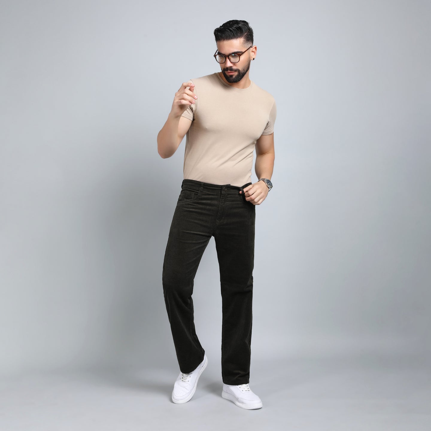 MILLITARY OLIVE CORDUROY PANTS 4770-6